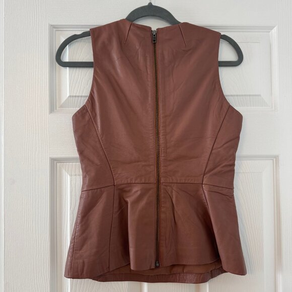 Reiss- Sleeveless Leather Top- sz. 8 - Picture 2 of 5